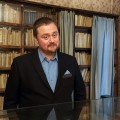 Rašytojas A. Kokotiucha A. Vienuolio namuose.