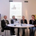 Mokslininkai filologai (iš kairės): P. V. Subačius, S. Valentas, B. Speičytė ir T. Andriukonis.