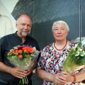 Prie A. Baranausko klėtelės – rašytojas A. Kurkovas ir jo romano „Šengeno istorija“ vertėja į lietuvių kalbą Zita Marienė.
