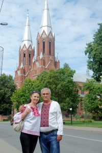 Rašytojas Vasilis Škliaras su žmona Valentina Anykščiuose.