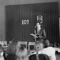 Jono Biliūno 107-osioms metinėms skirto minėjimo akimirka. Kalba Muziejus direktorius Alvydas Rimavičius. 1986 m. balandžio 12 d. A. Jakštonio nuotrauka