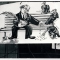 Plakatai ir karikatūros Vilniaus gatvėse 1991-ųjų sausį. Nuotrauka iš VŽM fondų.