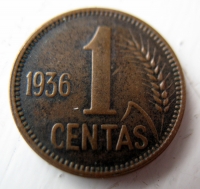 Tokia miela vieno cento moneta iš 1936-ųjų. Mano nuotrauka.