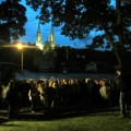Nakties renginio panoramoje – ir apšviesta Anykščių bažnyčia.