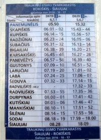 Tvarkaraštis, kviečiantis keliauti Lietuvos geležinkeliais... Mano nuotrauka.